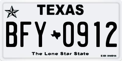 TX license plate BFY0912