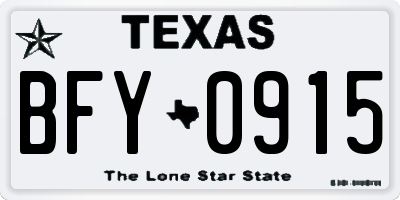 TX license plate BFY0915