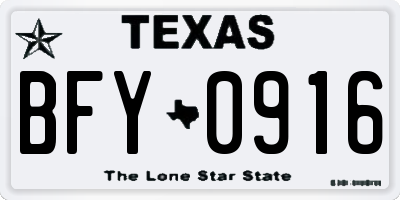 TX license plate BFY0916