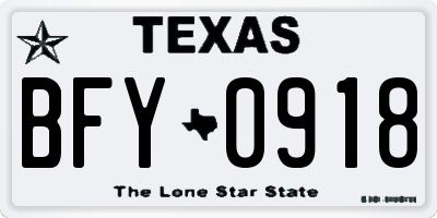 TX license plate BFY0918