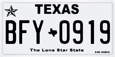 TX license plate BFY0919