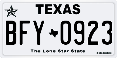 TX license plate BFY0923