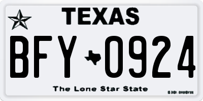 TX license plate BFY0924
