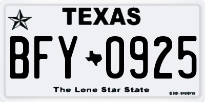 TX license plate BFY0925