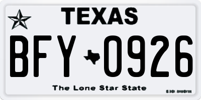 TX license plate BFY0926