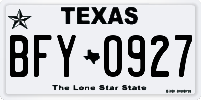 TX license plate BFY0927