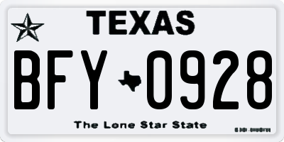TX license plate BFY0928