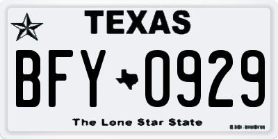 TX license plate BFY0929