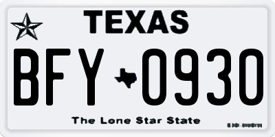 TX license plate BFY0930