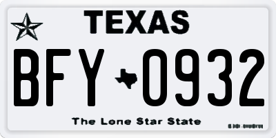 TX license plate BFY0932
