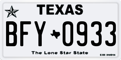 TX license plate BFY0933