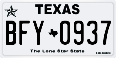 TX license plate BFY0937