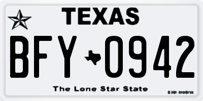 TX license plate BFY0942