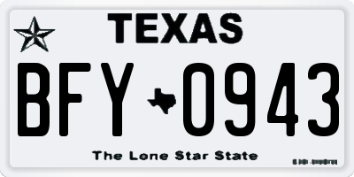TX license plate BFY0943