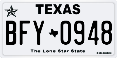TX license plate BFY0948