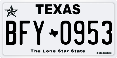 TX license plate BFY0953