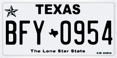 TX license plate BFY0954