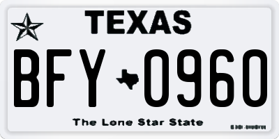 TX license plate BFY0960