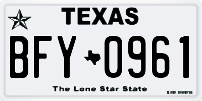 TX license plate BFY0961