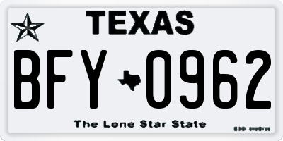 TX license plate BFY0962