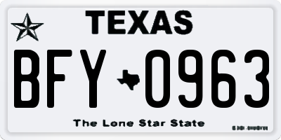 TX license plate BFY0963