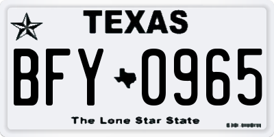 TX license plate BFY0965