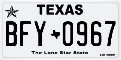 TX license plate BFY0967