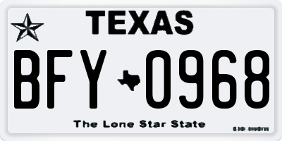 TX license plate BFY0968