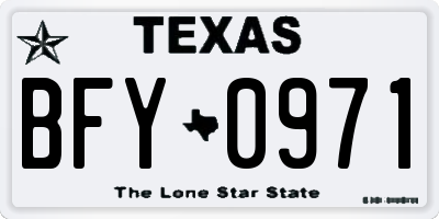 TX license plate BFY0971