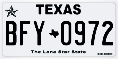 TX license plate BFY0972