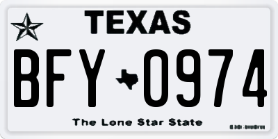 TX license plate BFY0974