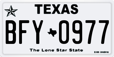 TX license plate BFY0977