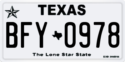 TX license plate BFY0978