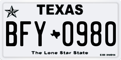 TX license plate BFY0980