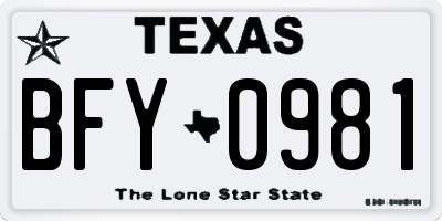 TX license plate BFY0981