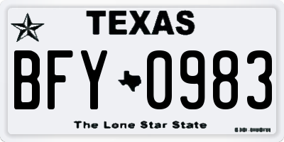 TX license plate BFY0983