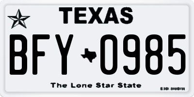 TX license plate BFY0985