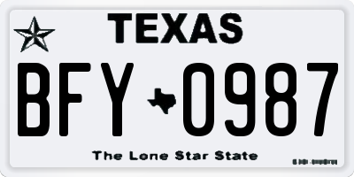 TX license plate BFY0987