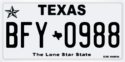 TX license plate BFY0988