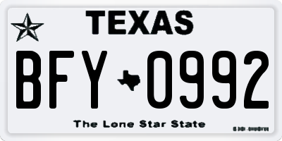TX license plate BFY0992