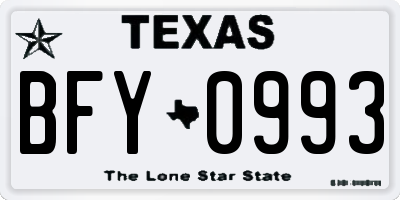 TX license plate BFY0993