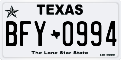 TX license plate BFY0994