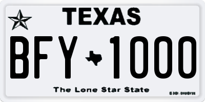TX license plate BFY1000
