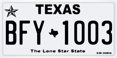 TX license plate BFY1003