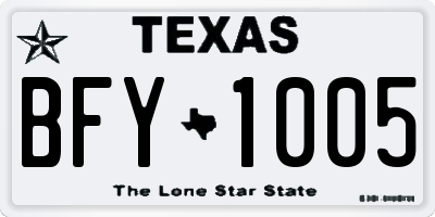 TX license plate BFY1005