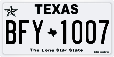 TX license plate BFY1007