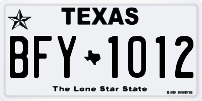 TX license plate BFY1012