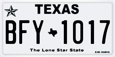 TX license plate BFY1017