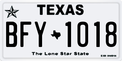 TX license plate BFY1018