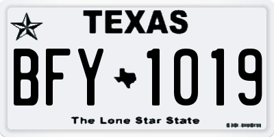 TX license plate BFY1019
